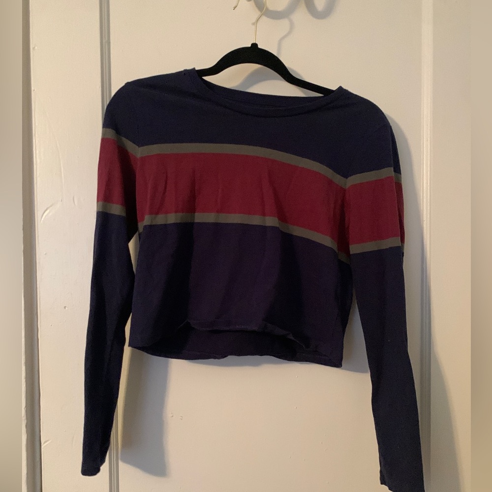 Striped cropped long sleeve shirt
